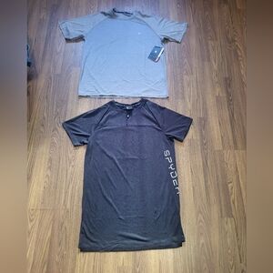 Lot Of 2 Mens Large Spyder BNWT Mens Grey And Black Performance Tee Shirts A61